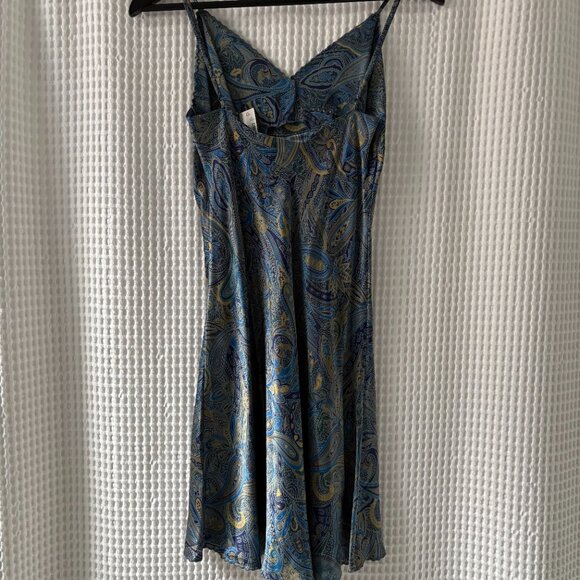 Vintage Victoria's Secret NWT blue paisley silk slip dress y2k going out medium - Picture 4 of 7